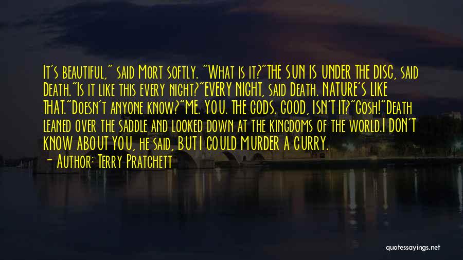 Terry Pratchett Quotes: It's Beautiful, Said Mort Softly. What Is It?the Sun Is Under The Disc, Said Death.is It Like This Every Night?every