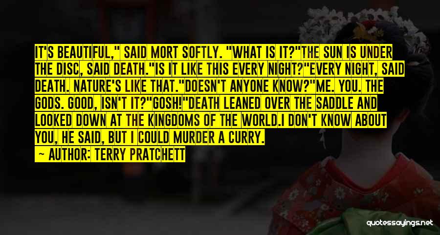 Terry Pratchett Quotes: It's Beautiful, Said Mort Softly. What Is It?the Sun Is Under The Disc, Said Death.is It Like This Every Night?every