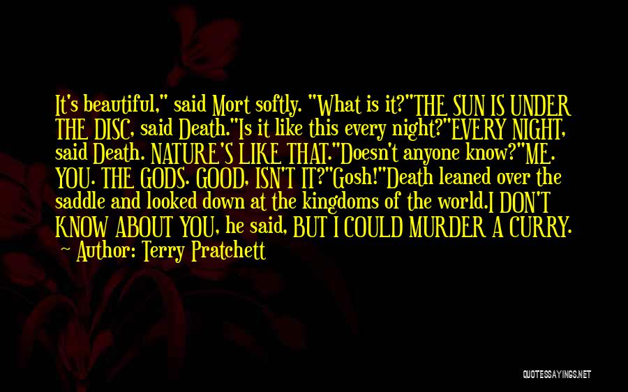 Terry Pratchett Quotes: It's Beautiful, Said Mort Softly. What Is It?the Sun Is Under The Disc, Said Death.is It Like This Every Night?every