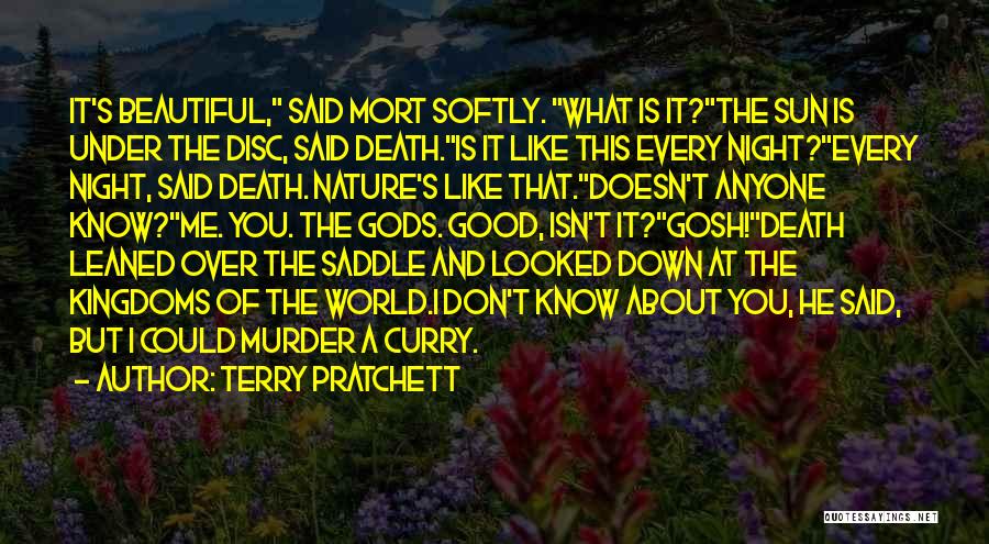 Terry Pratchett Quotes: It's Beautiful, Said Mort Softly. What Is It?the Sun Is Under The Disc, Said Death.is It Like This Every Night?every