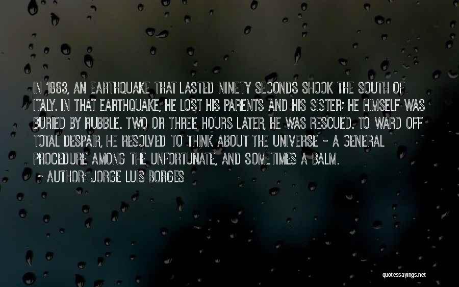 Jorge Luis Borges Quotes: In 1883, An Earthquake That Lasted Ninety Seconds Shook The South Of Italy. In That Earthquake, He Lost His Parents