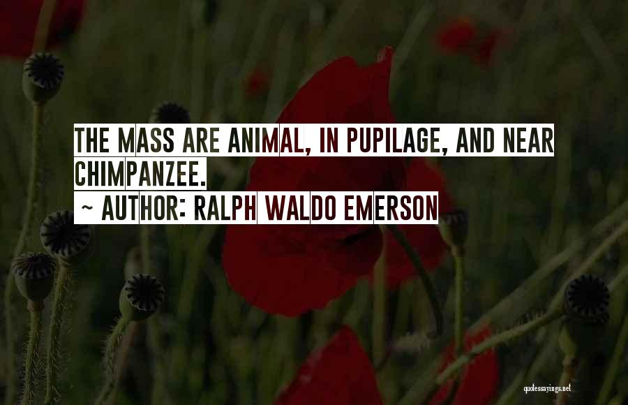 Ralph Waldo Emerson Quotes: The Mass Are Animal, In Pupilage, And Near Chimpanzee.