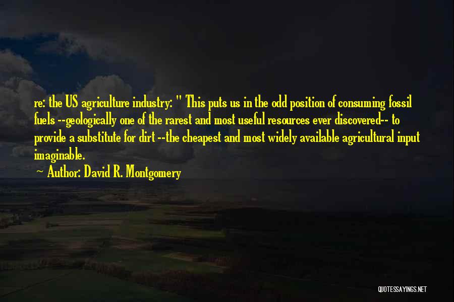 David R. Montgomery Quotes: Re: The Us Agriculture Industry: This Puts Us In The Odd Position Of Consuming Fossil Fuels --geologically One Of The