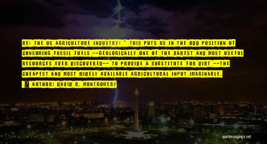 David R. Montgomery Quotes: Re: The Us Agriculture Industry: This Puts Us In The Odd Position Of Consuming Fossil Fuels --geologically One Of The
