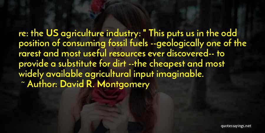 David R. Montgomery Quotes: Re: The Us Agriculture Industry: This Puts Us In The Odd Position Of Consuming Fossil Fuels --geologically One Of The