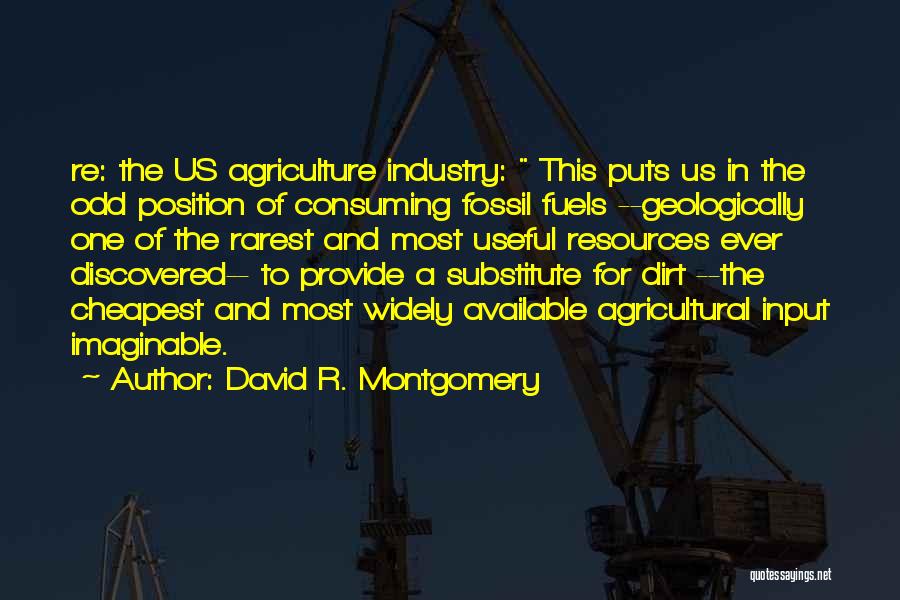 David R. Montgomery Quotes: Re: The Us Agriculture Industry: This Puts Us In The Odd Position Of Consuming Fossil Fuels --geologically One Of The