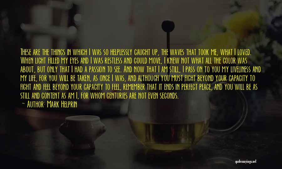 Mark Helprin Quotes: These Are The Things In Which I Was So Helplessly Caught Up, The Waves That Took Me, What I Loved.