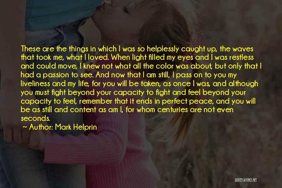 Mark Helprin Quotes: These Are The Things In Which I Was So Helplessly Caught Up, The Waves That Took Me, What I Loved.