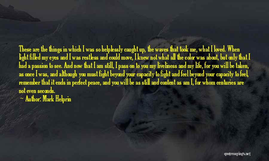 Mark Helprin Quotes: These Are The Things In Which I Was So Helplessly Caught Up, The Waves That Took Me, What I Loved.