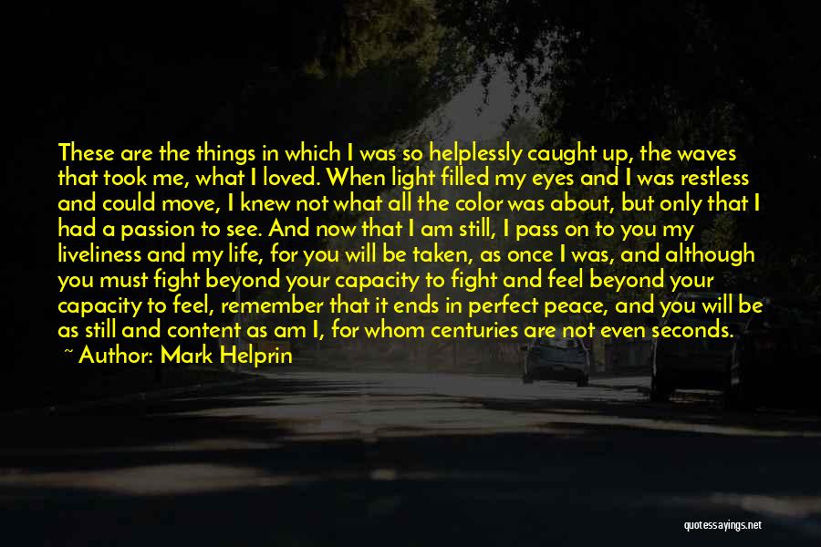 Mark Helprin Quotes: These Are The Things In Which I Was So Helplessly Caught Up, The Waves That Took Me, What I Loved.