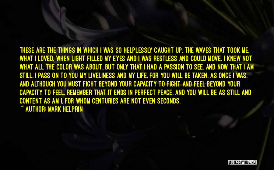 Mark Helprin Quotes: These Are The Things In Which I Was So Helplessly Caught Up, The Waves That Took Me, What I Loved.