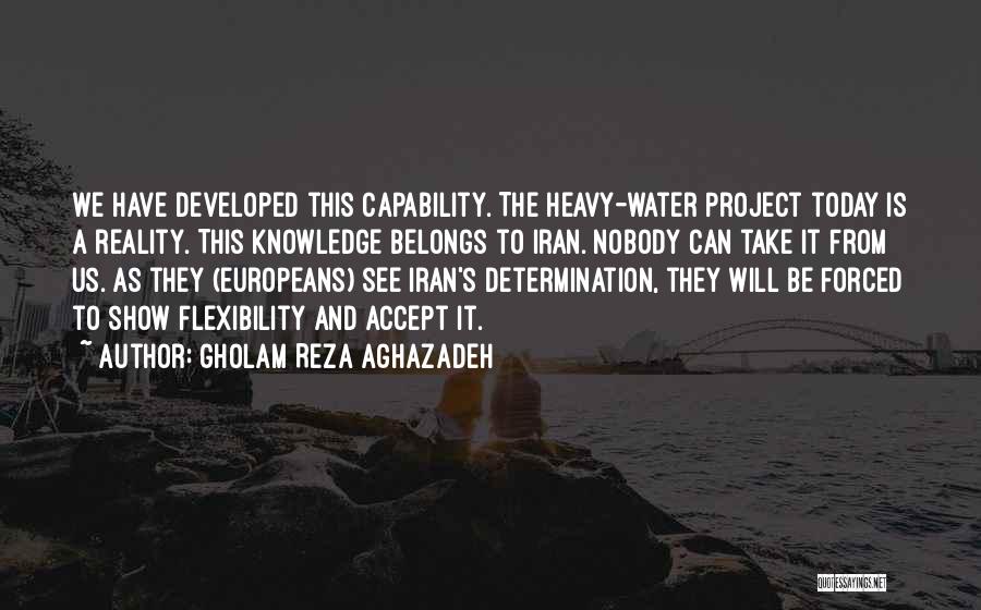 Gholam Reza Aghazadeh Quotes: We Have Developed This Capability. The Heavy-water Project Today Is A Reality. This Knowledge Belongs To Iran. Nobody Can Take