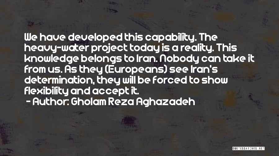 Gholam Reza Aghazadeh Quotes: We Have Developed This Capability. The Heavy-water Project Today Is A Reality. This Knowledge Belongs To Iran. Nobody Can Take