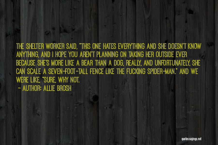 Allie Brosh Quotes: The Shelter Worker Said, This One Hates Everything And She Doesn't Know Anything, And I Hope You Aren't Planning On