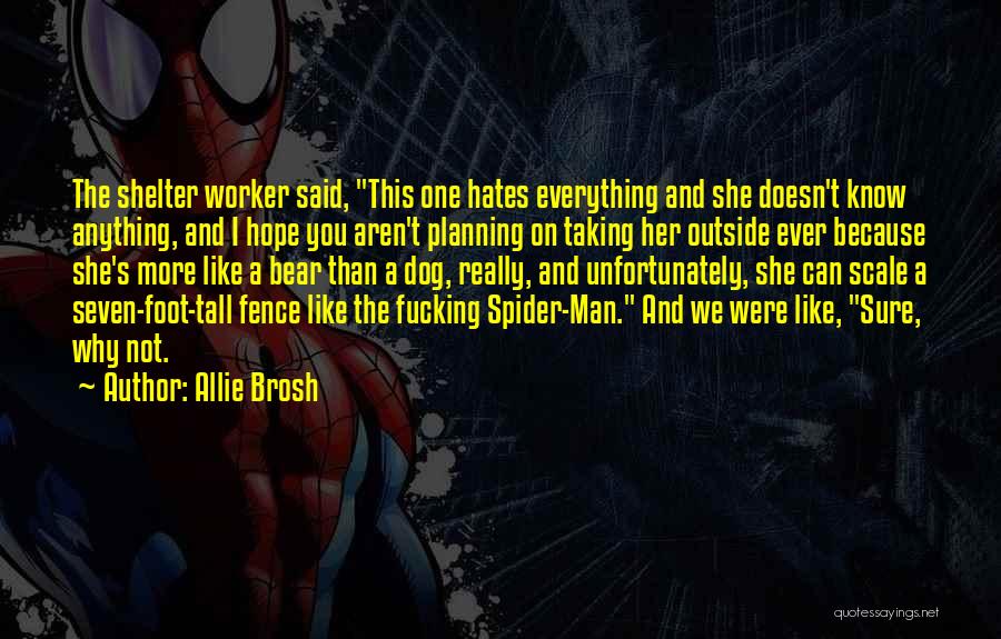 Allie Brosh Quotes: The Shelter Worker Said, This One Hates Everything And She Doesn't Know Anything, And I Hope You Aren't Planning On