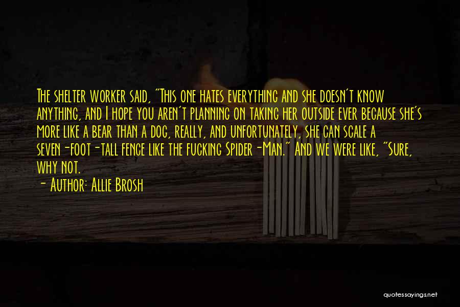 Allie Brosh Quotes: The Shelter Worker Said, This One Hates Everything And She Doesn't Know Anything, And I Hope You Aren't Planning On