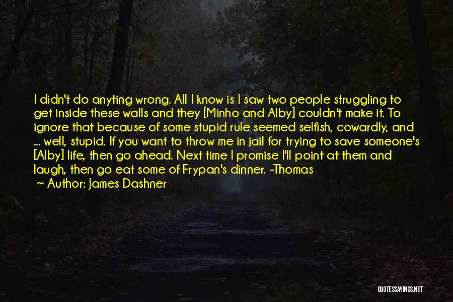 James Dashner Quotes: I Didn't Do Anyting Wrong. All I Know Is I Saw Two People Struggling To Get Inside These Walls And