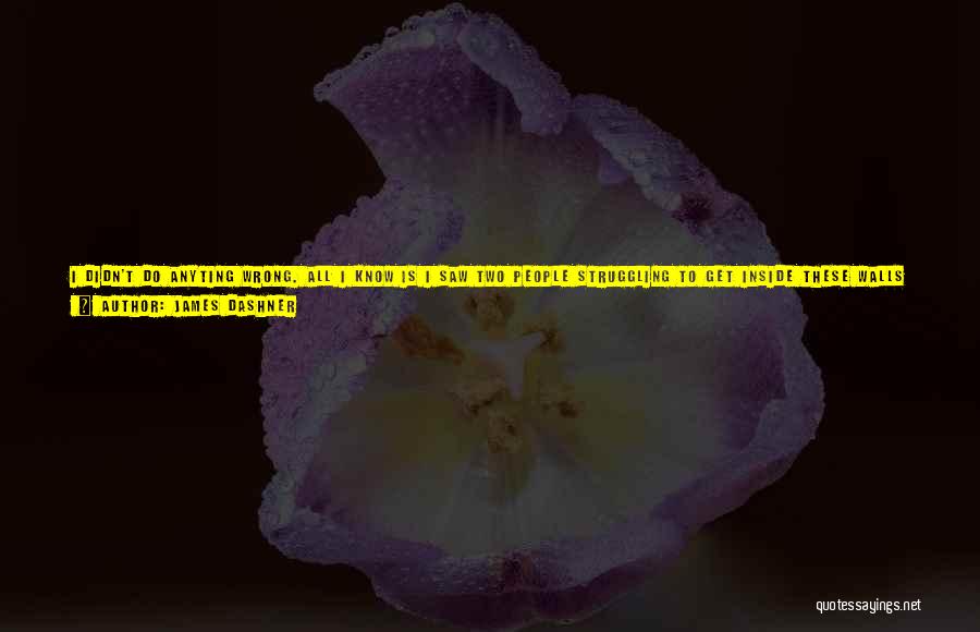 James Dashner Quotes: I Didn't Do Anyting Wrong. All I Know Is I Saw Two People Struggling To Get Inside These Walls And