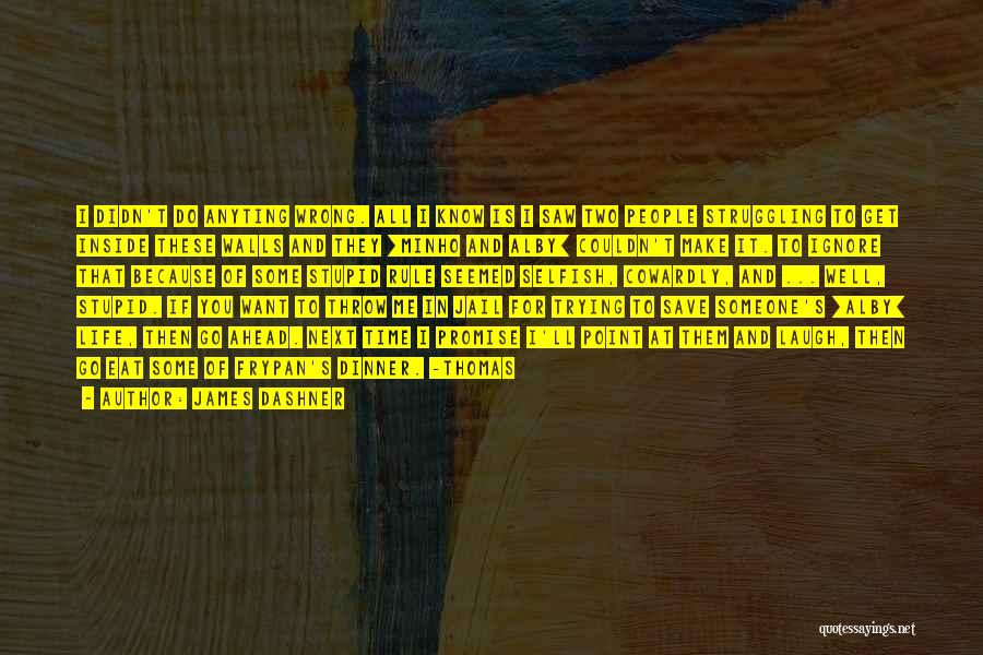 James Dashner Quotes: I Didn't Do Anyting Wrong. All I Know Is I Saw Two People Struggling To Get Inside These Walls And