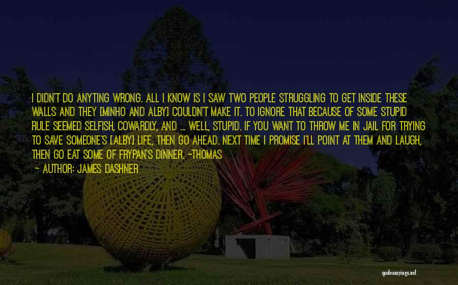 James Dashner Quotes: I Didn't Do Anyting Wrong. All I Know Is I Saw Two People Struggling To Get Inside These Walls And