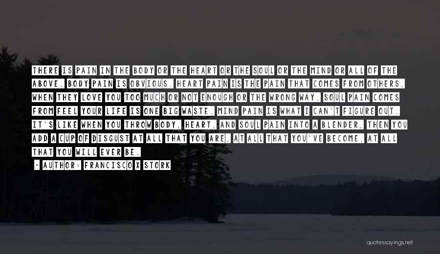 Francisco X Stork Quotes: There Is Pain In The Body Or The Heart Or The Soul Or The Mind Or All Of The Above.