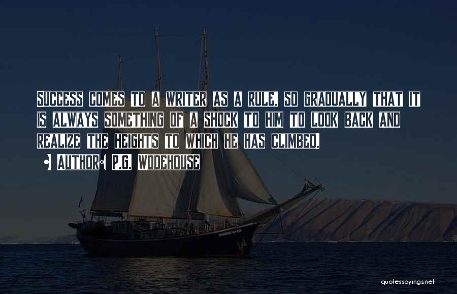 P.G. Wodehouse Quotes: Success Comes To A Writer As A Rule, So Gradually That It Is Always Something Of A Shock To Him