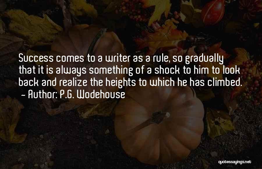 P.G. Wodehouse Quotes: Success Comes To A Writer As A Rule, So Gradually That It Is Always Something Of A Shock To Him