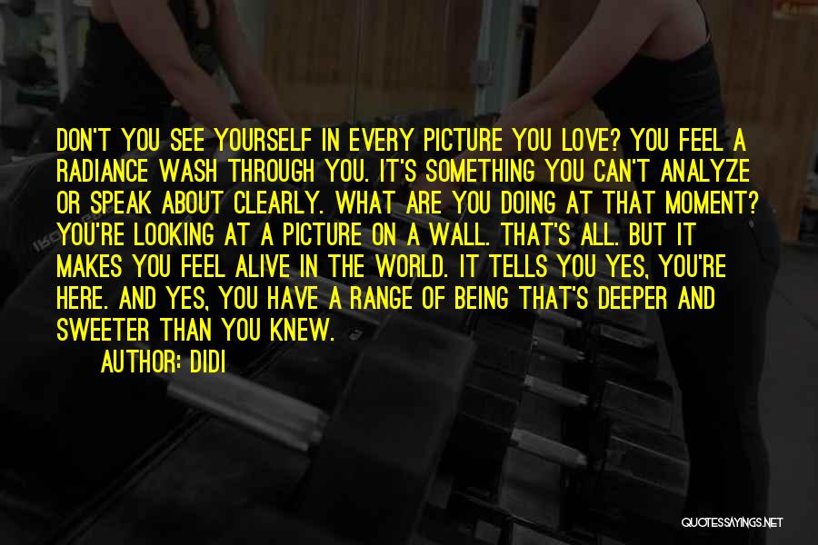 Didi Quotes: Don't You See Yourself In Every Picture You Love? You Feel A Radiance Wash Through You. It's Something You Can't