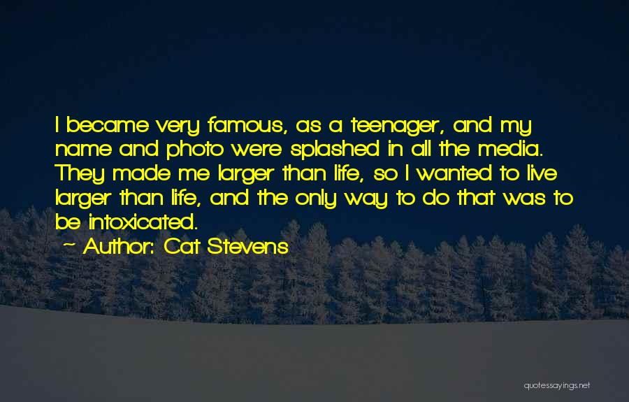 Cat Stevens Quotes: I Became Very Famous, As A Teenager, And My Name And Photo Were Splashed In All The Media. They Made