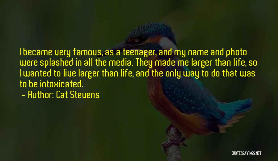 Cat Stevens Quotes: I Became Very Famous, As A Teenager, And My Name And Photo Were Splashed In All The Media. They Made