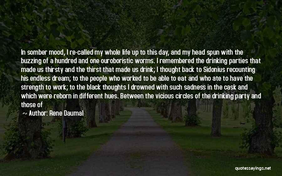 Rene Daumal Quotes: In Somber Mood, I Re-called My Whole Life Up To This Day, And My Head Spun With The Buzzing Of