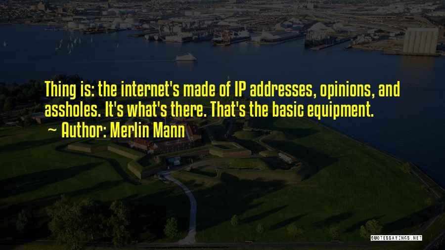Merlin Mann Quotes: Thing Is: The Internet's Made Of Ip Addresses, Opinions, And Assholes. It's What's There. That's The Basic Equipment.