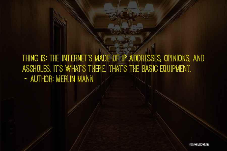 Merlin Mann Quotes: Thing Is: The Internet's Made Of Ip Addresses, Opinions, And Assholes. It's What's There. That's The Basic Equipment.