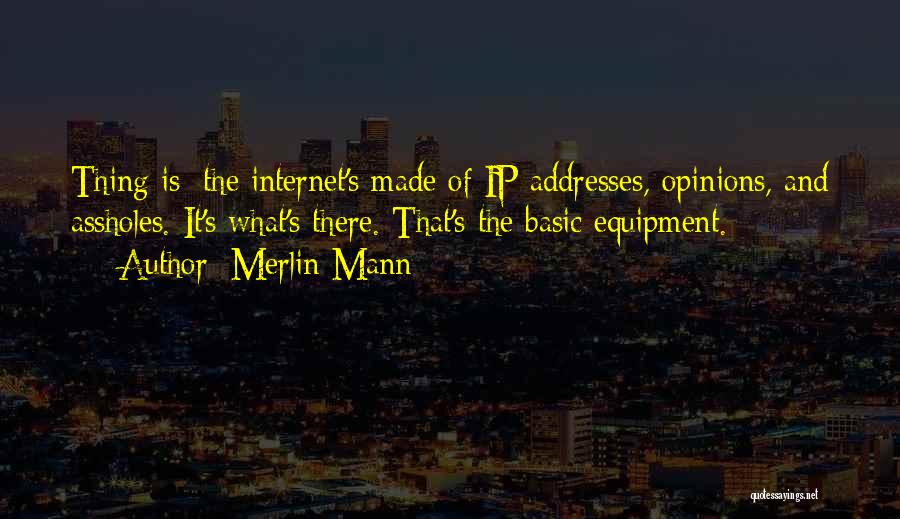 Merlin Mann Quotes: Thing Is: The Internet's Made Of Ip Addresses, Opinions, And Assholes. It's What's There. That's The Basic Equipment.