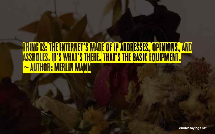 Merlin Mann Quotes: Thing Is: The Internet's Made Of Ip Addresses, Opinions, And Assholes. It's What's There. That's The Basic Equipment.