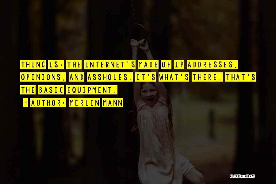 Merlin Mann Quotes: Thing Is: The Internet's Made Of Ip Addresses, Opinions, And Assholes. It's What's There. That's The Basic Equipment.