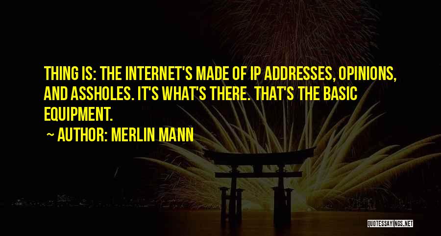 Merlin Mann Quotes: Thing Is: The Internet's Made Of Ip Addresses, Opinions, And Assholes. It's What's There. That's The Basic Equipment.