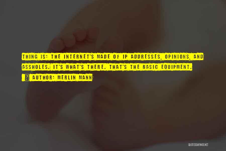 Merlin Mann Quotes: Thing Is: The Internet's Made Of Ip Addresses, Opinions, And Assholes. It's What's There. That's The Basic Equipment.