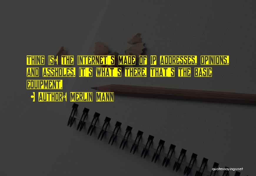 Merlin Mann Quotes: Thing Is: The Internet's Made Of Ip Addresses, Opinions, And Assholes. It's What's There. That's The Basic Equipment.