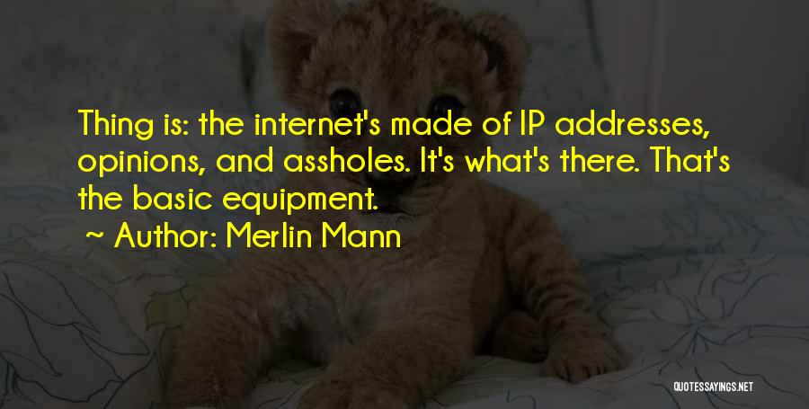 Merlin Mann Quotes: Thing Is: The Internet's Made Of Ip Addresses, Opinions, And Assholes. It's What's There. That's The Basic Equipment.
