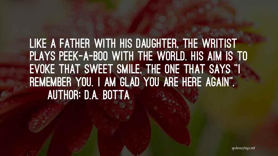 D.A. Botta Quotes: Like A Father With His Daughter, The Writist Plays Peek-a-boo With The World. His Aim Is To Evoke That Sweet