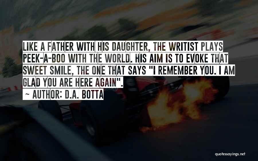 D.A. Botta Quotes: Like A Father With His Daughter, The Writist Plays Peek-a-boo With The World. His Aim Is To Evoke That Sweet