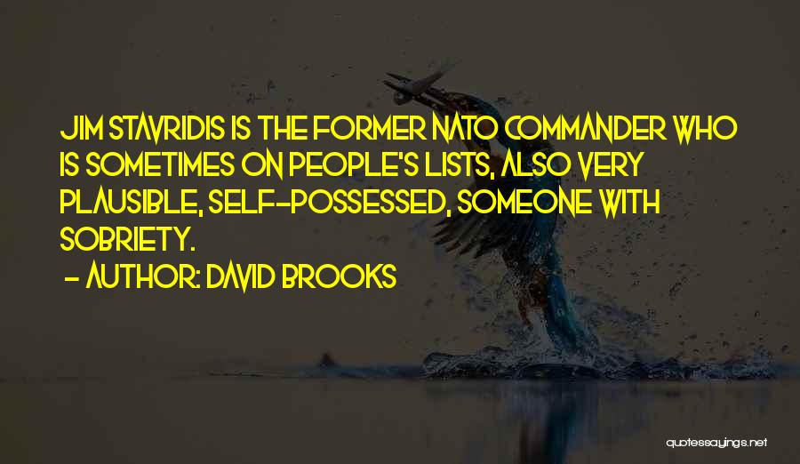 David Brooks Quotes: Jim Stavridis Is The Former Nato Commander Who Is Sometimes On People's Lists, Also Very Plausible, Self-possessed, Someone With Sobriety.