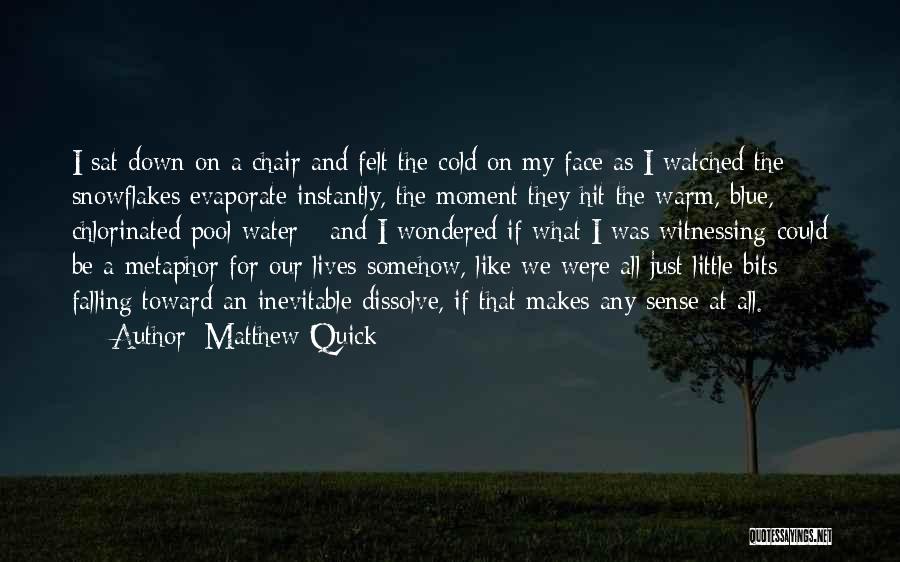 Matthew Quick Quotes: I Sat Down On A Chair And Felt The Cold On My Face As I Watched The Snowflakes Evaporate Instantly,