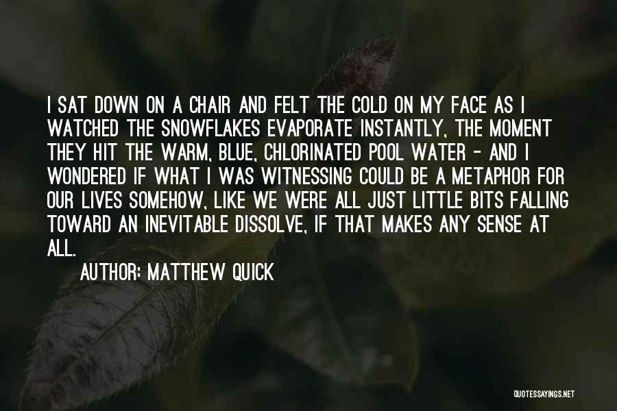 Matthew Quick Quotes: I Sat Down On A Chair And Felt The Cold On My Face As I Watched The Snowflakes Evaporate Instantly,