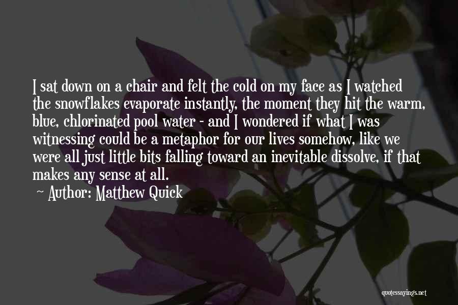 Matthew Quick Quotes: I Sat Down On A Chair And Felt The Cold On My Face As I Watched The Snowflakes Evaporate Instantly,