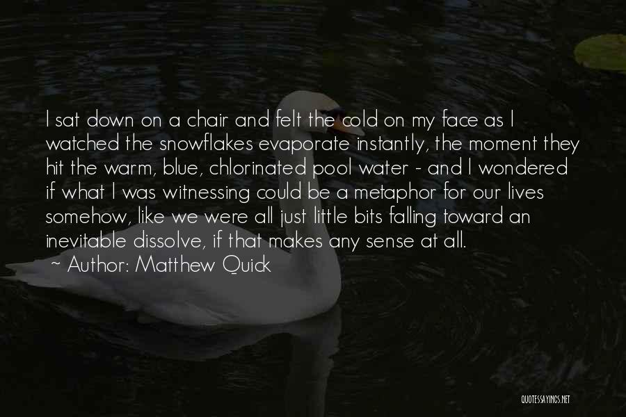 Matthew Quick Quotes: I Sat Down On A Chair And Felt The Cold On My Face As I Watched The Snowflakes Evaporate Instantly,
