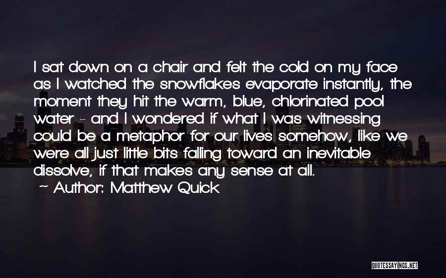 Matthew Quick Quotes: I Sat Down On A Chair And Felt The Cold On My Face As I Watched The Snowflakes Evaporate Instantly,