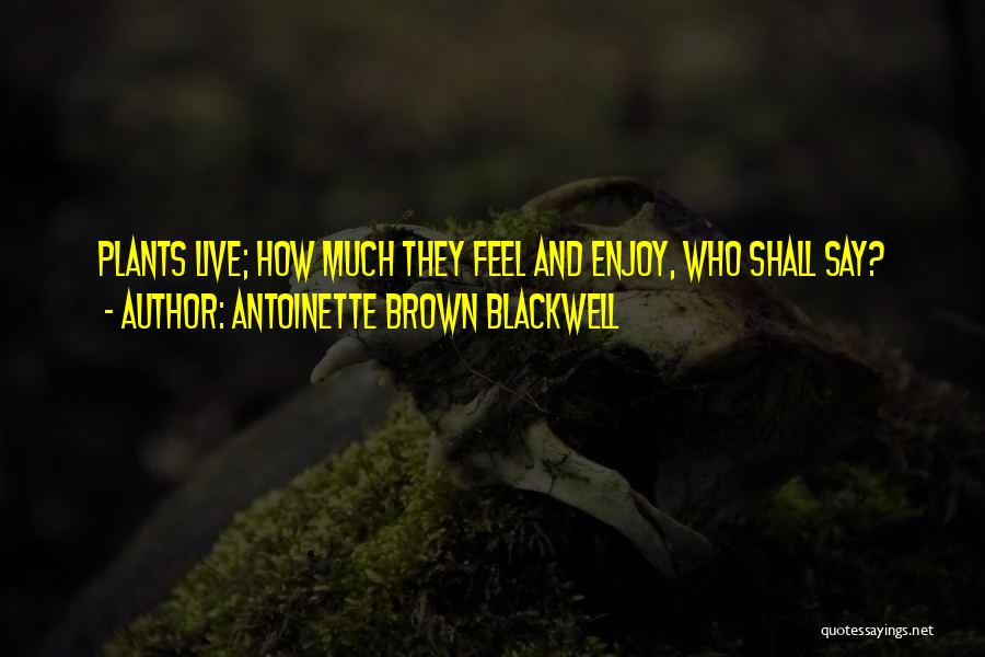 Antoinette Brown Blackwell Quotes: Plants Live; How Much They Feel And Enjoy, Who Shall Say?