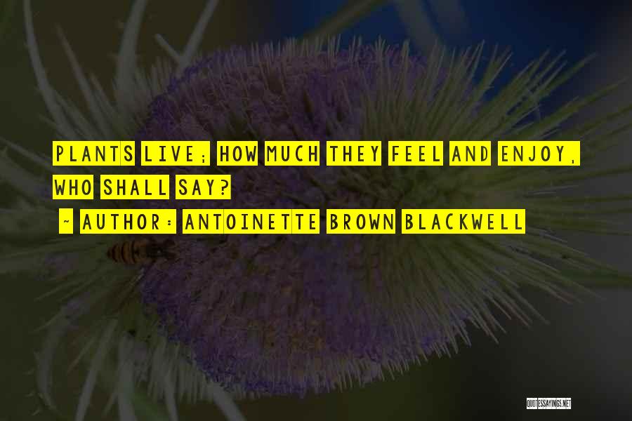 Antoinette Brown Blackwell Quotes: Plants Live; How Much They Feel And Enjoy, Who Shall Say?